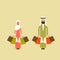 Arab Couple Muslim Man Woman Hold Shopping Bags