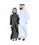 Arab couple in tradition muslim wearing abaya and long coat flat style