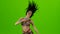 Arab dancer performs belly dance on stage. Green screen. Slow motion