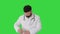 Arab doctor counting money EUROs on a Green Screen, Chroma Key.