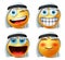 Arab emoticon or emojis vector set. Saudi arab emoticon face head with naughty and excited wearing.