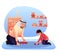 Arab father and son flat vector illustration