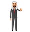 Arab iran business man motivation flat cartoon vector illustration