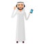 Arab iran operator man in headset customer service helpdesk service. Call center concept flat cartoon vector illustration
