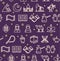 Arab Islamic Signs Seamless Pattern Background on a Purple. Vector