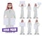 Arab man presentation vector characters set. Arabian male character holding and showing white board placard with blank space.