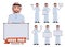 Arab man presentation vector characters set. Arabian male character presenting, holding and showing white board with blank space.