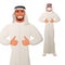Arab man showing thumbs up. Vector cartoon character.