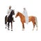 Arab man and woman on horseback