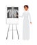 Arab muslim doctor wearing veil hijab with x-ray film.