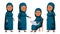 Arab, Muslim Old Woman Poses Set Vector. Elderly People. Senior Person. Aged. Friendly Grandparent. Web, Poster, Booklet
