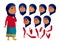 Arab, Muslim Teen Girl Vector. Teenager. Face. Children. Face Emotions, Various Gestures. Animation Creation Set