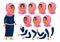 Arab, Muslim Teen Girl Vector. Teenager. Positive. Face Emotions, Various Gestures. Animation Creation Set. Isolated