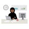 Arab muslim woman working in laptop in office