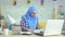 Arab muslim young woman in hijab, time-lapse office work