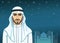 Arab night. Animation portrait of the handsome Arab man in traditional clothes.