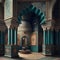 Arab Palace, Harem, Grand Hamam, Hotel, Luxurious Oriental Interiors, Abstract Generative AI Illustration