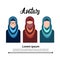 Arab People Group, Muslim Arabic Woman Profile Icon Set Social Network