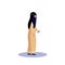 Arab pregnant woman profile isolated using smartphone traditional clothes female cartoon character full length flat