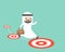 Arab saudi businessman jumping follow the target path, think big