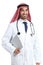Arab saudi emirates doctor posing holding medical history