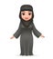 Arab tradidcional cute female clothing hijab abaya 3d cartoon character design vector illustration