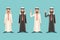 Arab Traditional National Muslim Clothes 3d Realistic Businessman Cartoon Character Icon on Stylish Background Retro