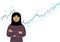 A arab woman on the background of a Forex chart. Conceptual illustration on the topic of strategic planning in trading