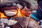 Arab woman cooks bread in the beduin village in Egypt