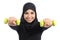 Arab woman doing weights fitness concept