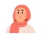 Arab woman in hijab, islam head scarf. Happy smiling Arabian girl wearing headwear, kerchief and face makeup. Modern