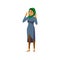 arab woman putting thumb up for good work cartoon vector