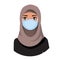 Arab women wearing medical mask to prevent disease, flu, air pollution, contaminated air, world pollution
