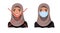 Arab women wearing medical mask to prevent disease, flu, air pollution, contaminated air, world pollution