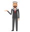 Arab yemen business man presents something vector flat cartoon i