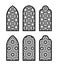 Arabesque arch window or door set. Cnc pattern, laser cutting, vector template set for wall decor, hanging, stencil