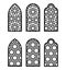 Arabesque arch window or door set. Cnc pattern, laser cutting, vector template set for wall decor, stencil, engraving