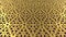 Arabesque looping geometric pattern. Gold and violet islamic 3d motif. Arabic oriental animated background.