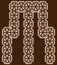 Arabesque style decorative letter.Brown cracked font.