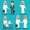 Arabian businessman characters at work in office vector saudi people set