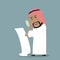 Arabian businessman reading big contract