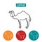 Arabian camel outline icons set.