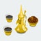 Arabian Coffee and Dates in a Bowl Vector Illustration