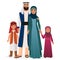 Arabian family. Arabian man and woman with boy and girl kids in traditional national clothes.