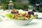 Arabian food of fattoush, dates, jalab served in Ramadan