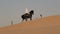 Arabian horse rider riding on desert in Dubai