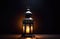 Arabian lantern on a dark background. Illustration. Generative AI