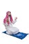 Arabian man sits on the carpet and praying