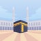 Arabian moslem kaba mecca with modern cartoon flat style vector