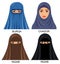 Arabian muslim women in traditional headwear headscarf - Illustration isolated icon